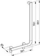 Winkelgriff von Keuco mit einer 90-Grad-Biegung, bestehend aus einem langen vertikalen und einem horizontalen Teil, strukturiert und funktional. Ideal für Oberflächenmontage.